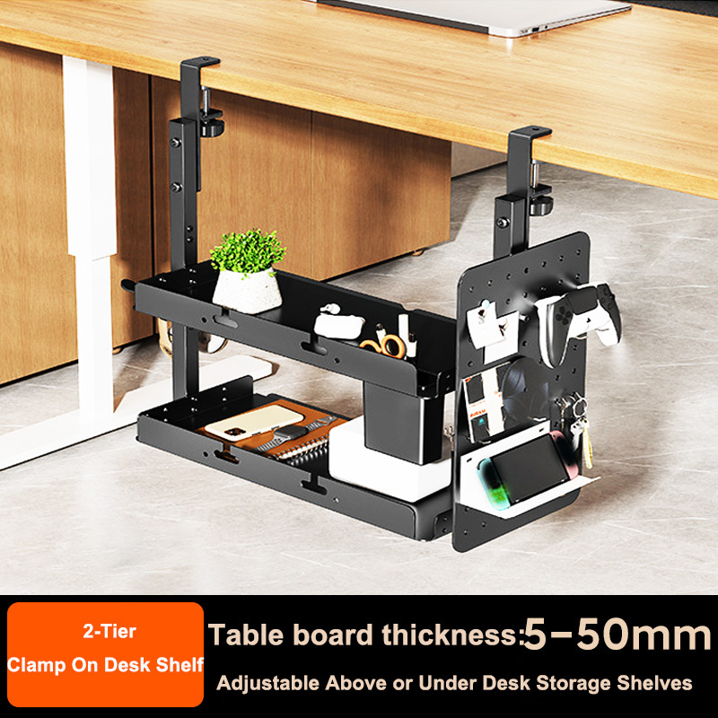 Tech Desktop Accessories - 클램프형 14인치 책상 위/아래 2단 선반
