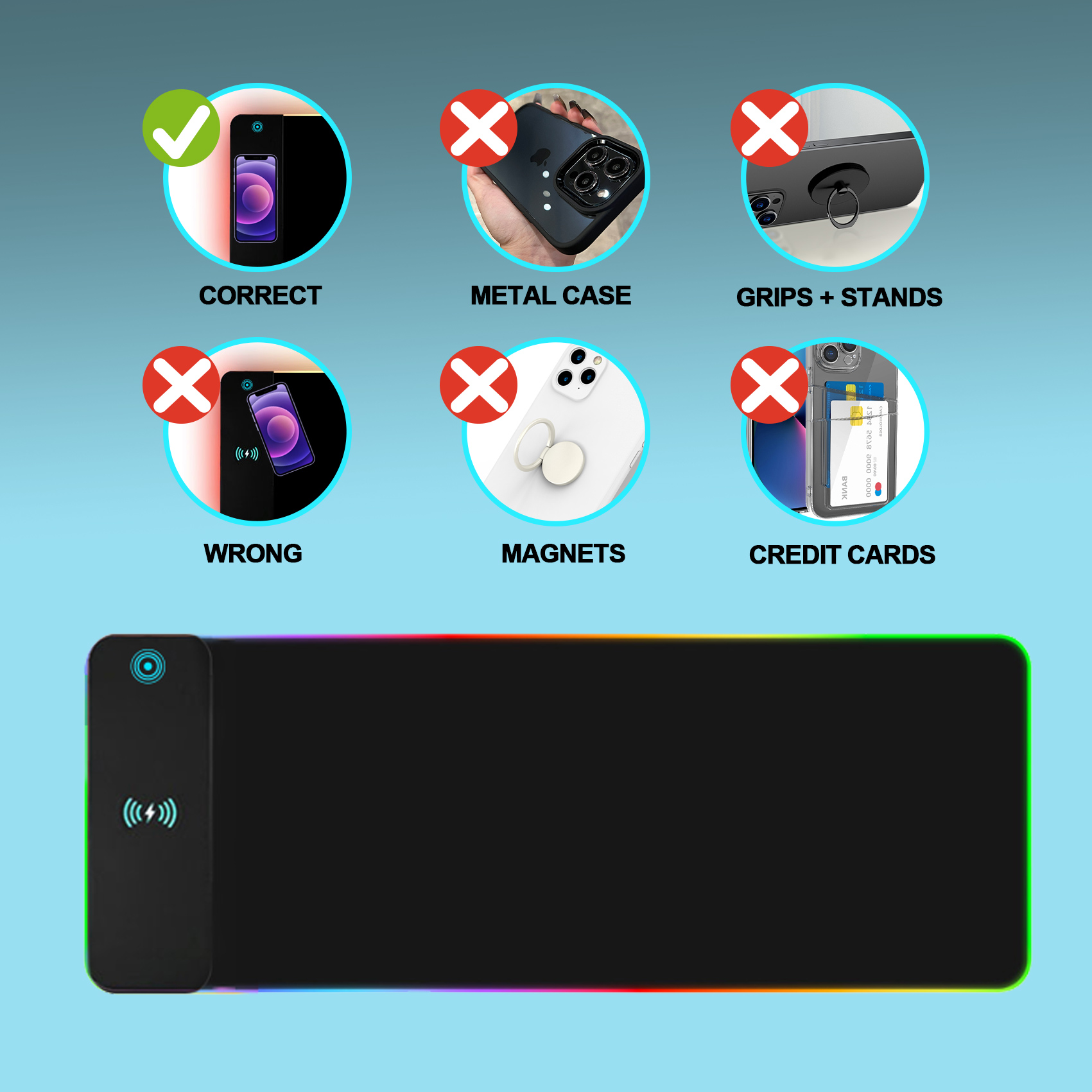 무선 충전 RGB 게이밍 마우스 패드, LED 마우스  - Mouse Charging Pad 리뷰 및 가격
